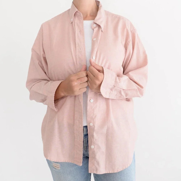 Vintage Bremare Pink Long Sleeve 70% Cotton  Button Up Shirt Size Medium - Picture 2 of 12